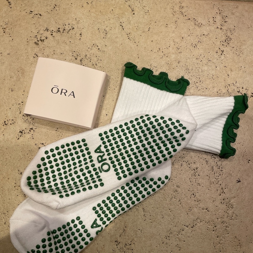 ŌRA Pilates Grip Socks | Pilates & Matcha | Non-Slip Studio Socks - Picture 5 of 6